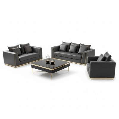 Luxus Möbel Sofagarnitur Couch Sofa Polster 3 2 1 Sitzer mit Couchtisch