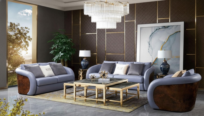 Luxus Wohnzimmer Möbel Sofagarnitur Ledersofa Couch Polster Set Design