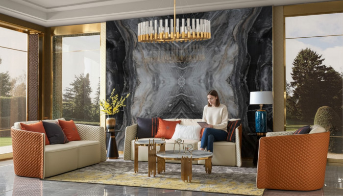 Ledersofa Sofa Couch Polster 5tlg. Wohnzimmer Set Garnitur Couchen Set