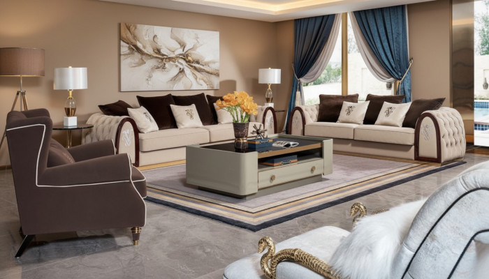 Design Luxus Sofa Sitz Polster Couch xxl Big 4+3 Sitzer Garnituren Chesterfield