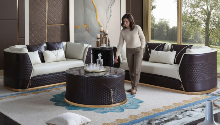 Designer Couchtisch Beistelltisch Sofa Wohnzimmer Tisch Möbel Rund