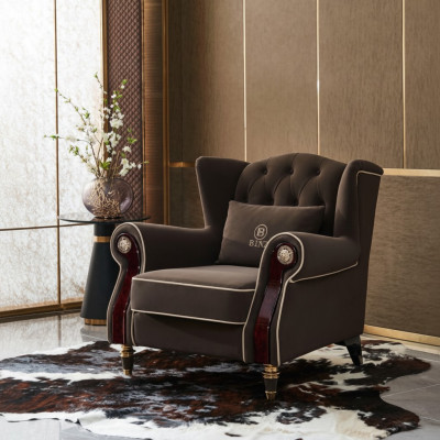 Edler Design Chesterfield Polster Sessel Fernseh Sitz Club Lounge Textil Luxus