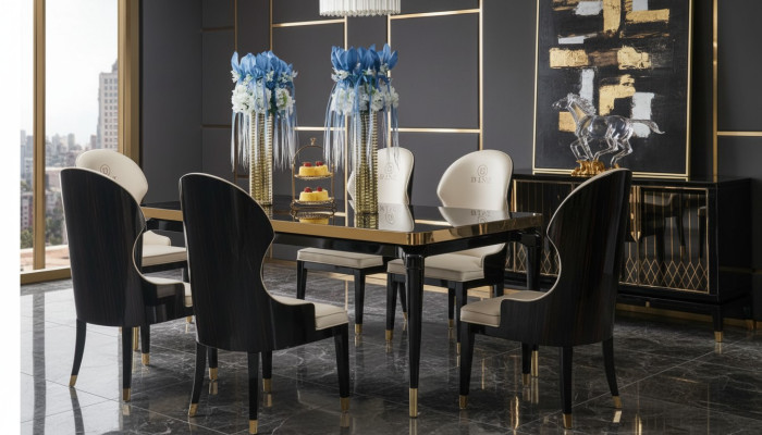 Esstisch Tisch Gruppe Esszimmer Wohnzimmer Esstisch Holz Glas Möbel