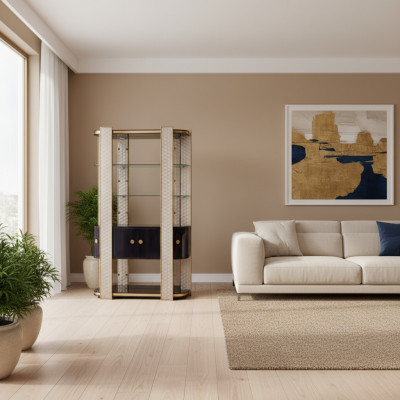Designer Vitrine Holz Schrank Schränke Wohnzimmer Regale Büro Regale Glasschrank