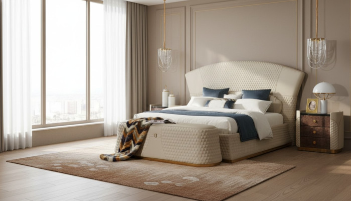 Schlafzimmer Bett Hocker 2x Nachttisch Komplette Sets Leder Möbel