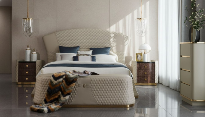Bett Leder Schlafzimmer Möbel Luxury Moderne Betten 3tlg. Set Boxspring