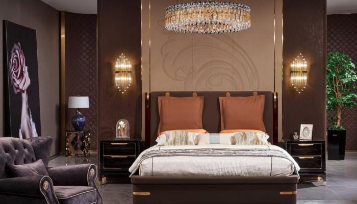 Luxus Schlafzimmer Möbel 3tlg. Komplett Set Bett 2x Nachttische Modernes