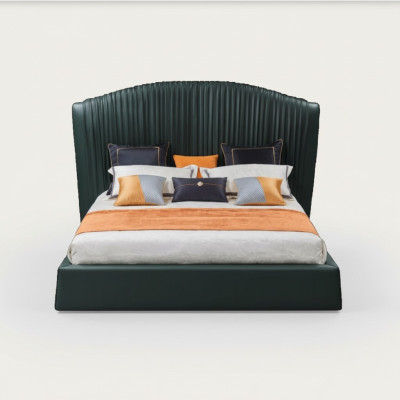 Bett Polster Design Luxus Doppel Betten Beige 180x200 Schlaf Zimmer Leder Hotel