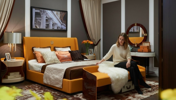 Luxus Schlafzimmer Doppelbett Bett 180x200cm Leder Neu Hotel Betten