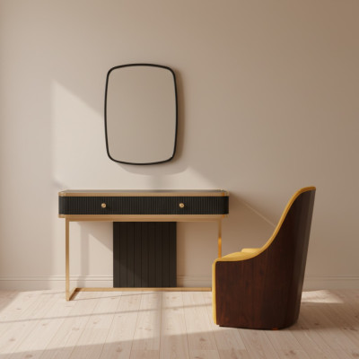 Schminktisch Spiegel Stuhl Luxus Konsole Kommode Schlafzimmer 3tlg.