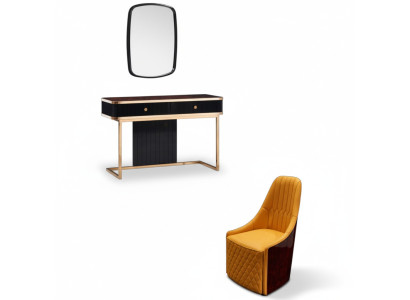 Schminktisch Spiegel Stuhl Luxus Konsole Kommode Schlafzimmer 3tlg.