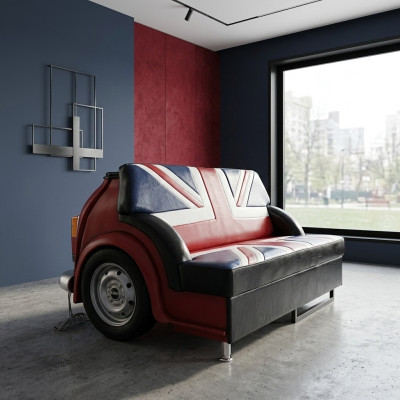 Retro Union Jack Sofa Car Furniture Garage Auto Sofa Couch Polster Zweisitzer