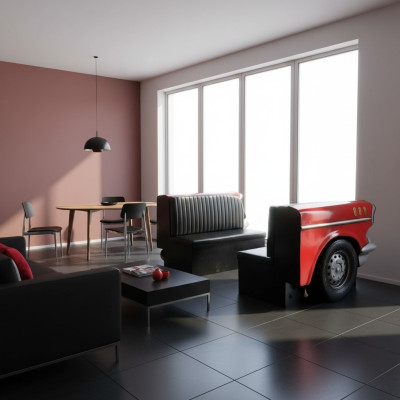 Doppel Auto Sofa Diner Sofa Couch Auto Möbel USA Einrichtung Deko Modell Leder
