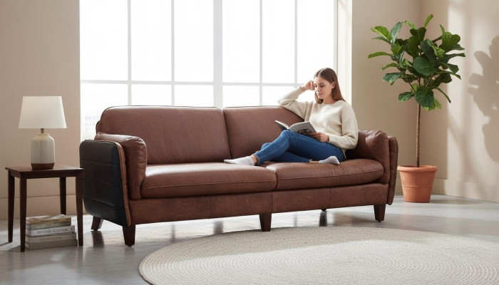 Luxury Vintage 3+2 Sitzer Echtleder Möbel Wohnzimmer Sofa Suite Loft garnituren