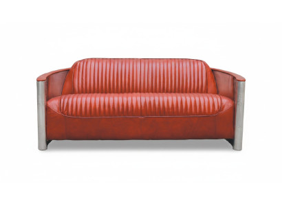 Echtleder Design Vintage Designsofa verdreifachen Aluminium Sofa 3Sitzer Bordaux