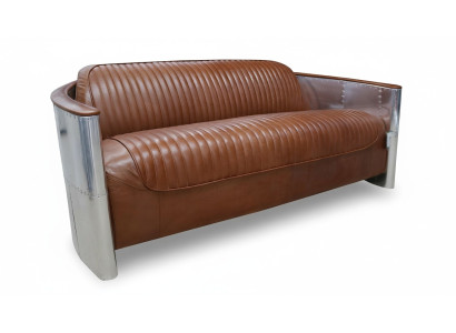 Design Club 3 Sitzer Sofa Ledersofa Dreisitzer Vintage Leder Aluminium Couchen