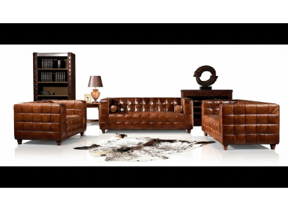 Klassische Echtleder Couch Polster Sofagarnitur Sitz Garnituren Couchen 3tlg neu