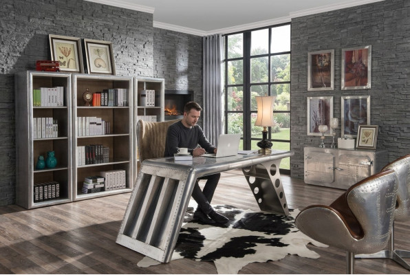 Büroeinrichtung Arbeitszimmer Büro Möbel Tisch Schrank Sessel 8tlg Set