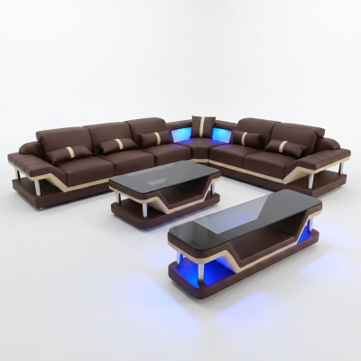 Wohnlandschaft LForm Ecksofa Couchtisch Sideboard Design Wohnlandschaft USB 3tlg