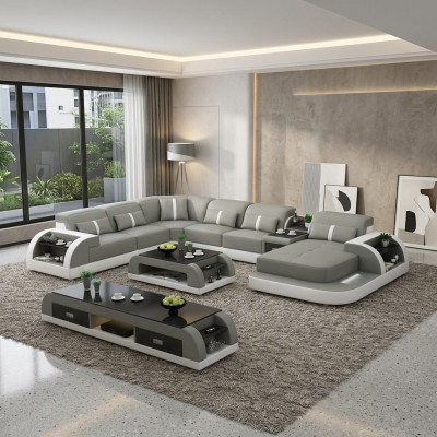 Wohnlandschaft U Form Ecksofa Couchtisch Sideboard Design Wohnlandschaft 3tlg.