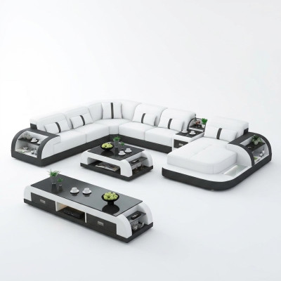 Ledersofa Design Eckgarnitur Ecksofa Luxus Wohnlandschaft led sofa couch Polster