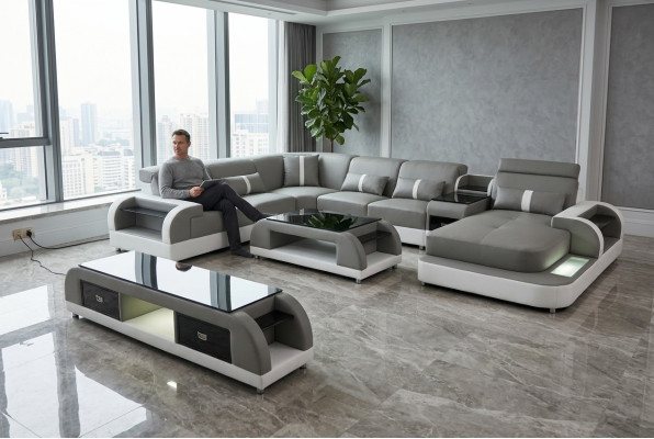 Ecksofa couch sofa led garnitur wohnlandschaft polster garnitur usb beleuchtet