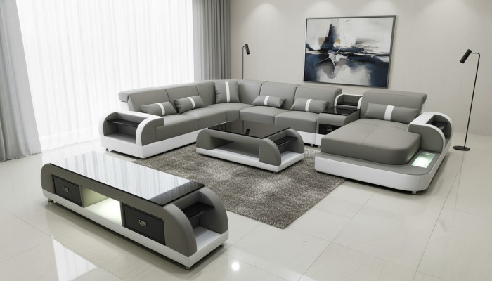 Ecksofa couch sofa led garnitur wohnlandschaft polster garnitur usb beleuchtet