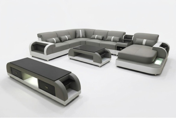 Ecksofa couch sofa led garnitur wohnlandschaft polster garnitur usb beleuchtet