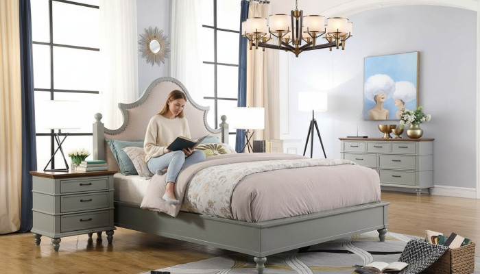 Schlafzimmer Set Bett 2x Nachttisch Konsole Betten Textil Doppel Hotel Polster