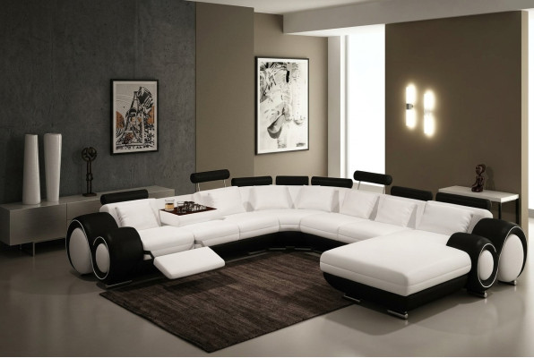 Leder Sofa Mit USB Couch XXL Wohnlandschaft Ledercouch Big Sofa Ecksofa