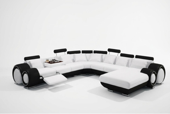 Leder Sofa Mit USB Couch XXL Wohnlandschaft Ledercouch Big Sofa Ecksofa