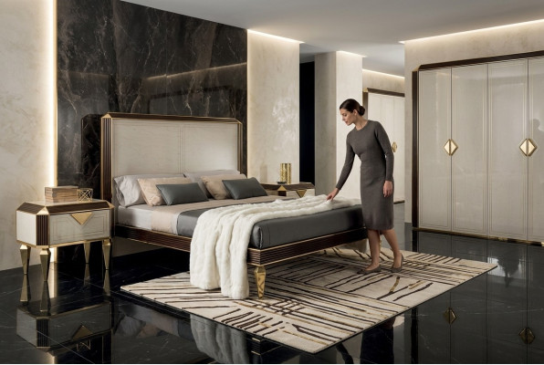 Bett Betten Hotel Luxus Designer Doppel Ehe Schlafzimmer Beige arredoclassic