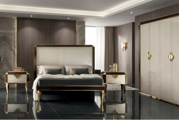Bett Betten Hotel Luxus Designer Doppel Ehe Schlafzimmer Beige arredoclassic