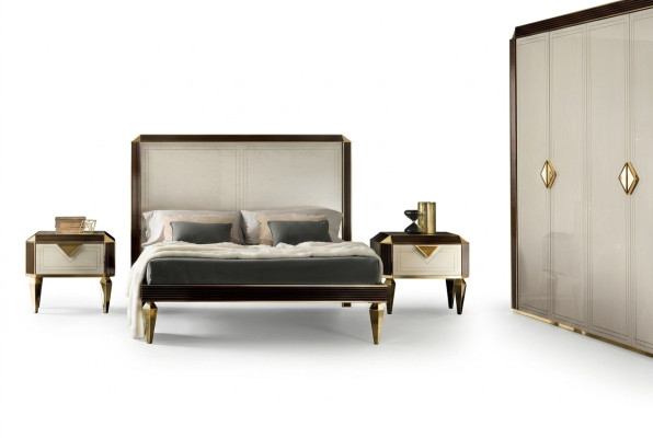 Bett Betten Hotel Luxus Designer Doppel Ehe Schlafzimmer Beige arredoclassic