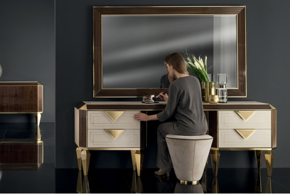 Schminktisch Spiegel + Hocker Frisierkommode Frisiertisch Kosmetik arredoclassic