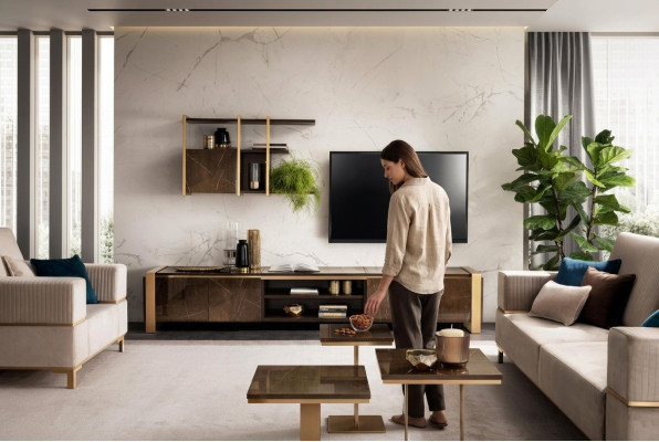 Regale Wohnwand rtv tv Sideboard Vitrinen Schrank Wohnzimmer Regal arredoclassic