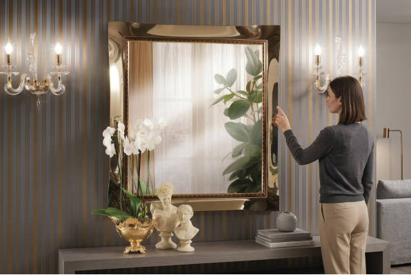 Klassischer Wandspiegel Holzrahmen Spiegel Möbel Hängespiegel Glas Rahmen Wand