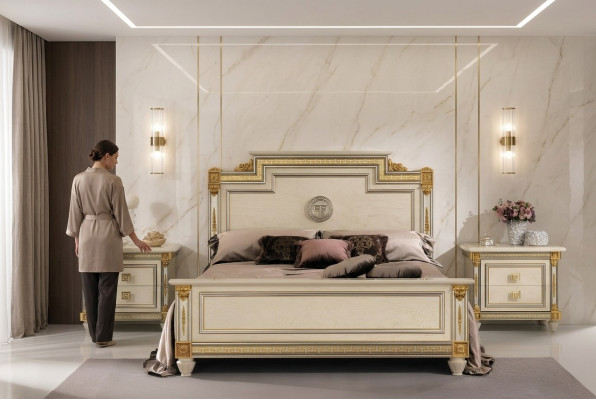 Italienische Möbel Bett Betten Holzbett Echtholz Doppelbett Neu arredoclassic