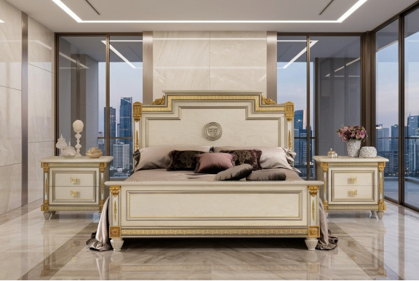 Italienische Möbel Bett Betten Holzbett Echtholz Doppelbett Neu arredoclassic