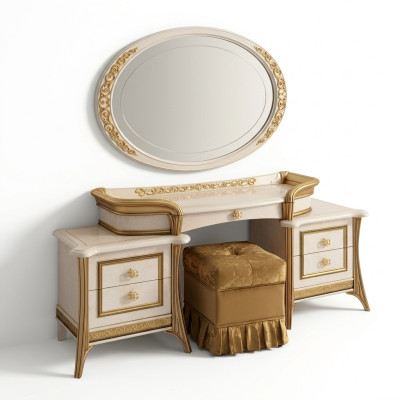Schminktisch Spiegel Hocker Kommode Set Komplett Schlafzimmer Neu 3tlg. Konsole