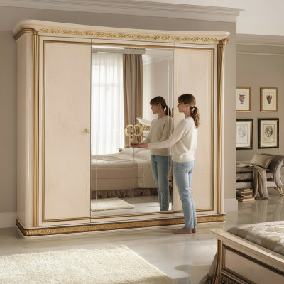 Luxus Kleider Schrank Kleiderschränke Hochglanz Designer Möbel Wohnen Holz Neu