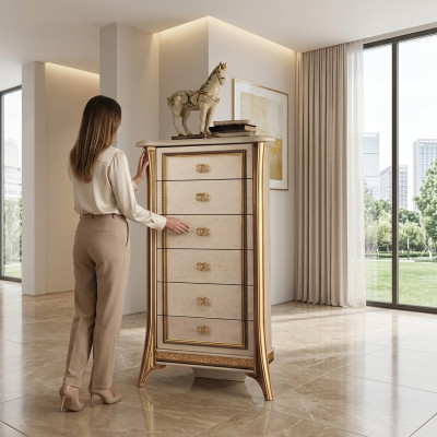 Design Kommode Schrank Luxus Holz Kommoden Schränke Regal Hochschrank Möbel