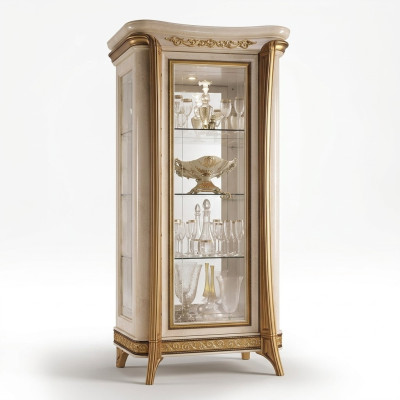 Luxus Schaufenster Vitrine Glas Schrank Klassisch Stil Möbel Regal ITALY NEU
