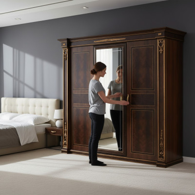 Schlafzimmer Kleiderschrank 3 türiger Holz Wandschrank Schrank arredoclassic neu