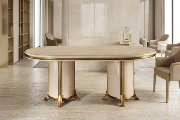 Esszimmer Wohnzimmer Klassisch Beige arredoclassic Esstisch Design Tisch Holz