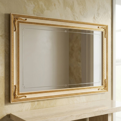 Klassischer Wandspiegel Holzrahmen Spiegel Möbel Gold 170x110 Holz Rahmen Wand