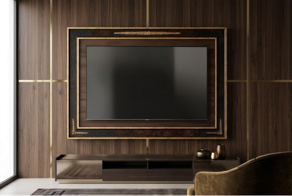 tv Wand Paneel Verkleidung Holz Barock Luxus rtv Wohnzimmerwand Fernseh Möbel