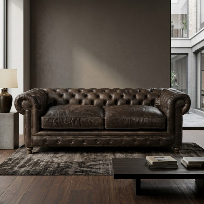 Moderner Schwarzer Chesterfield Dreisitzer Wohnzimmer Luxus Sofa