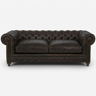 Moderner Schwarzer Chesterfield Dreisitzer Wohnzimmer Luxus Sofa