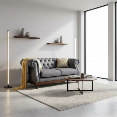 Klassische Leder Couch - Graue Chesterfield Stoff Sofa 2 Sitzer  Neu jvmoebel ®